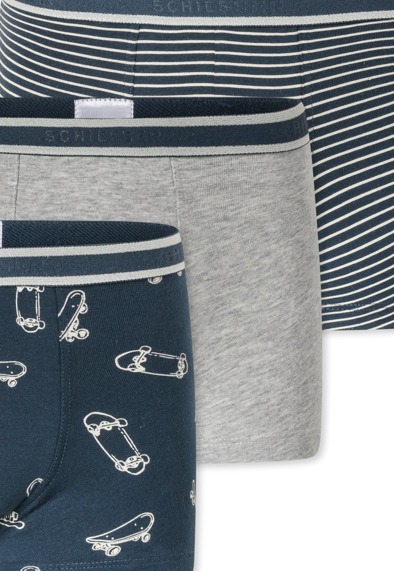 Shorts 3er-Pack Blau/Grau gemustert - 95/5