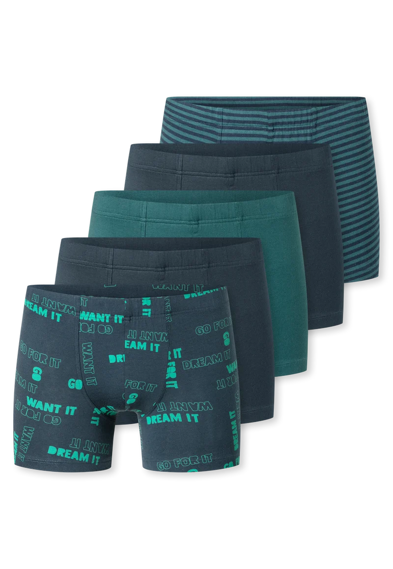Shorts 5er-Pack Grün/Blau gemustert - 95/5
