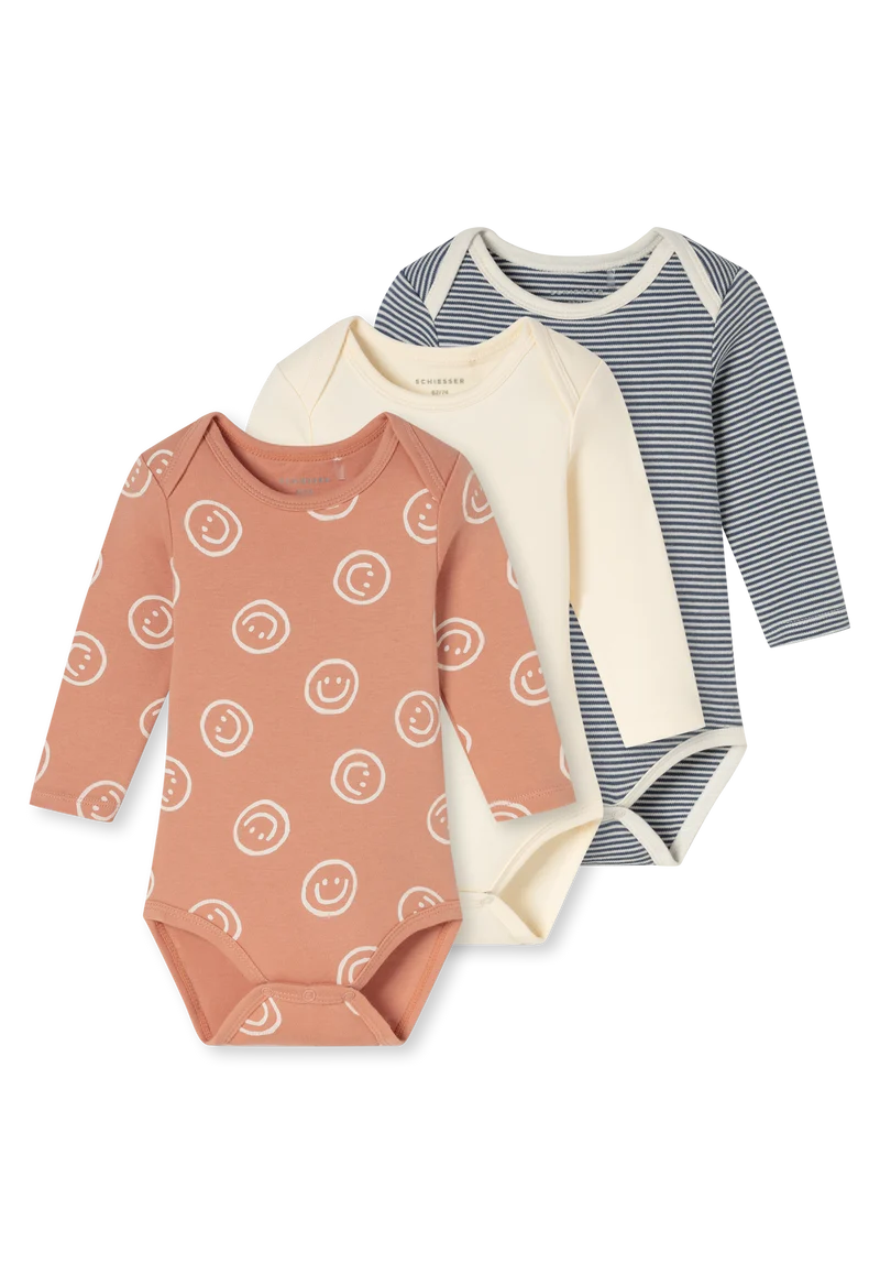 Body Feinripp 3er-Pack Bunt gemustert - Baby