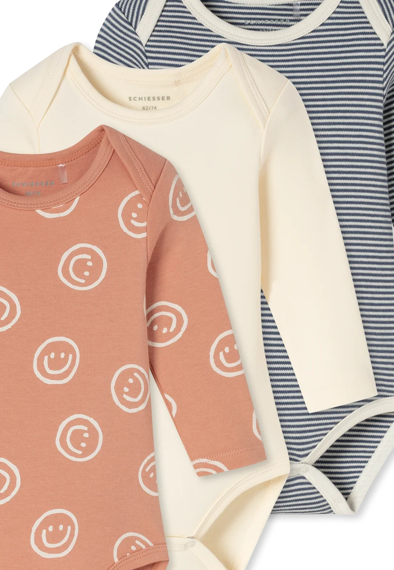 Body Feinripp 3er-Pack Bunt gemustert - Baby