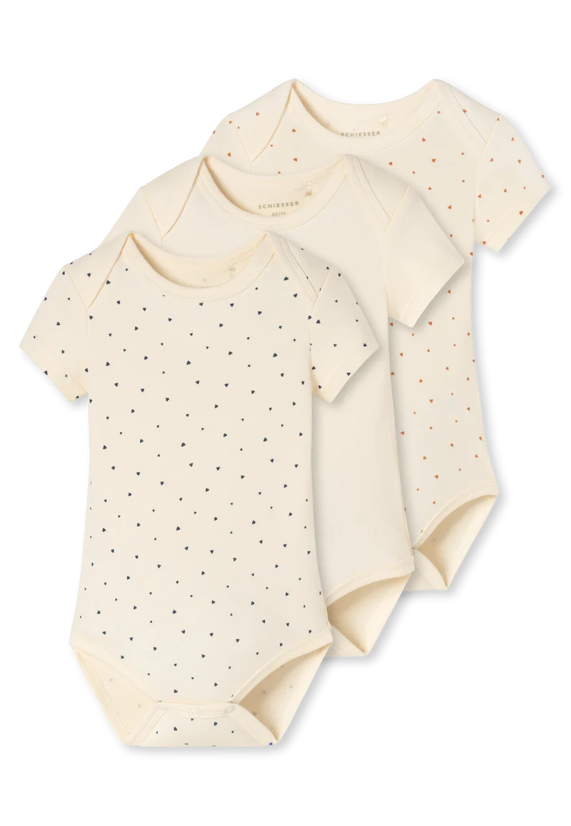 Body kurzarm Feinripp 3er-Pack Bunt gemustert - Baby