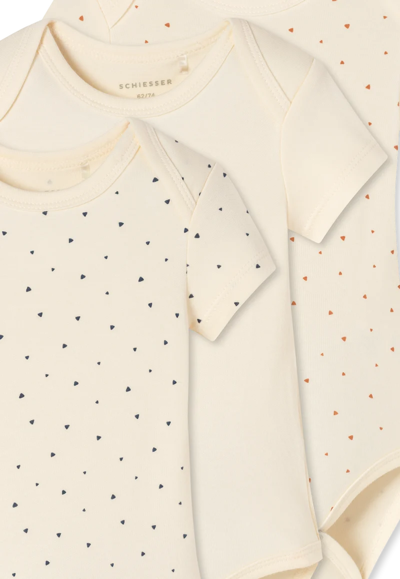 Body kurzarm Feinripp 3er-Pack Bunt gemustert - Baby