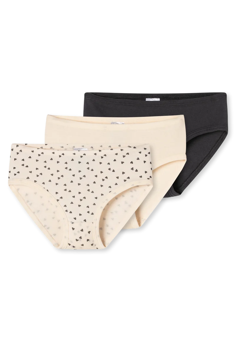 Slip Feinripp 3er-Pack Schwarz/Weiss gemustert - Fine Rib