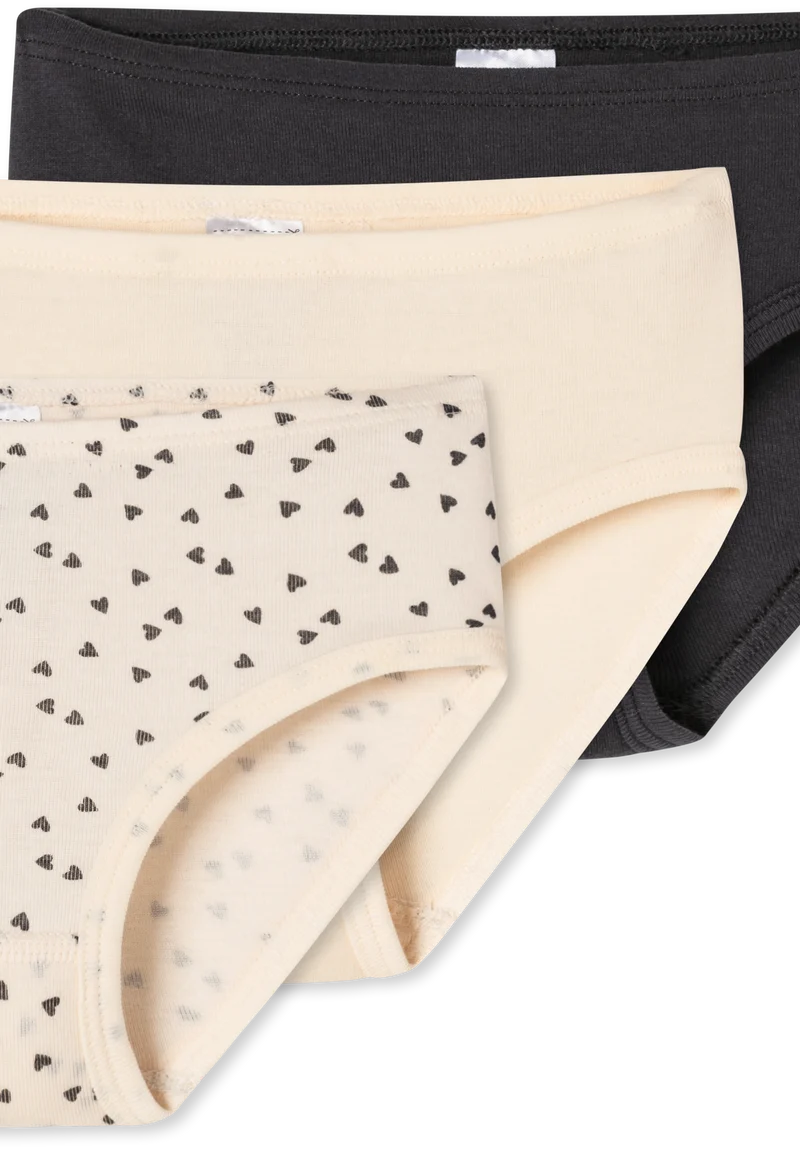 Slip Feinripp 3er-Pack Schwarz/Weiss gemustert - Fine Rib