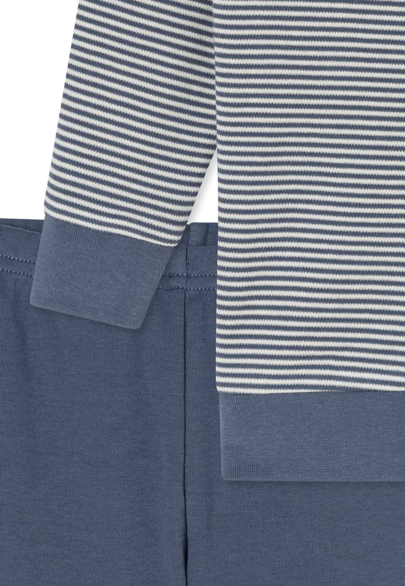 Schlafanzug Feinripp Blau gestreift - Baby