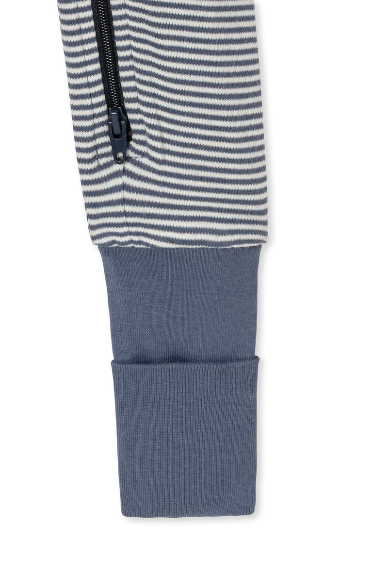Strampler Feinripp Blau/Weiss gestreift - Baby
