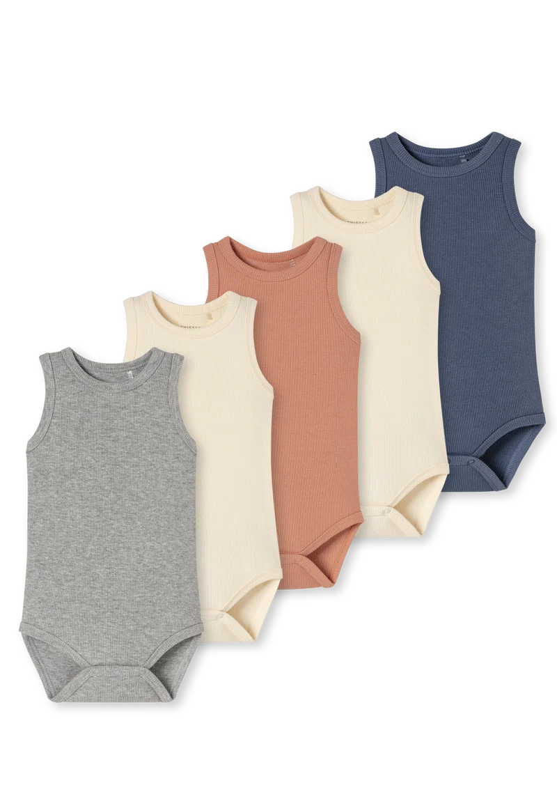 Body kurzarm Doppelripp 5er-Pack Bunt - Baby