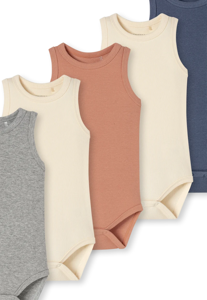 Body kurzarm Doppelripp 5er-Pack Bunt - Baby