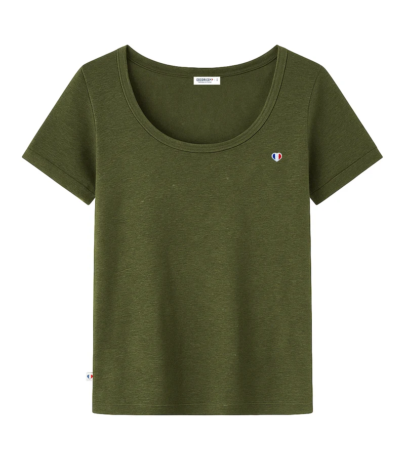 T-shirt Femme en Lin Kaki - Iconique