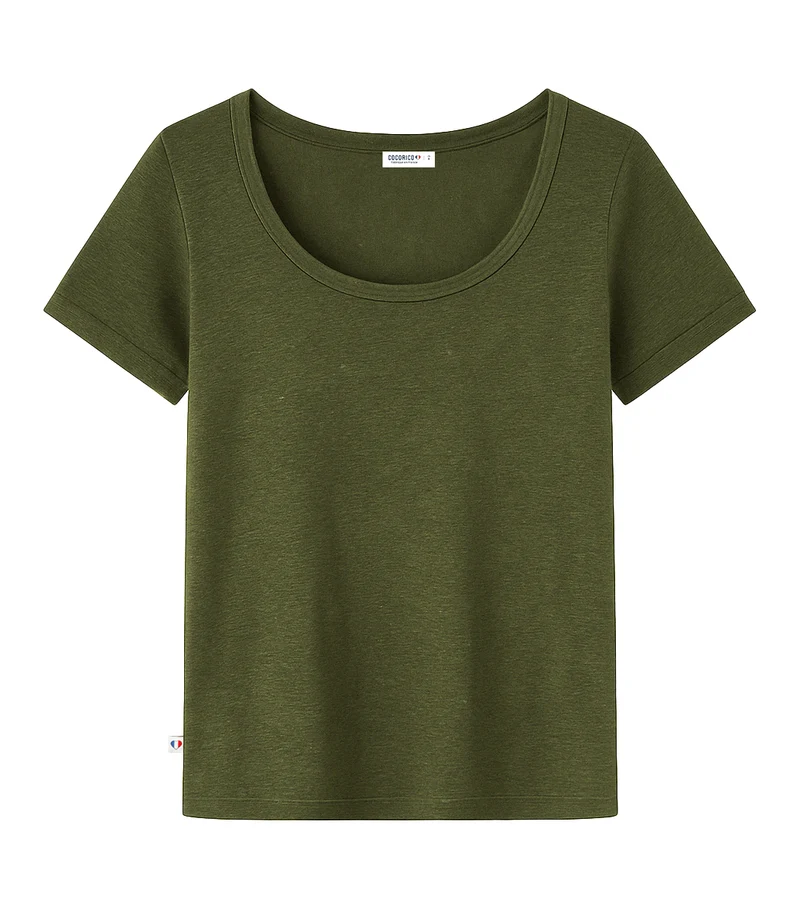 T-shirt Femme en Lin Kaki - Intemporel