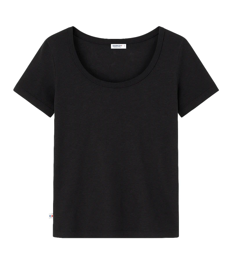 T-shirt Femme en Lin Noir - Intemporel