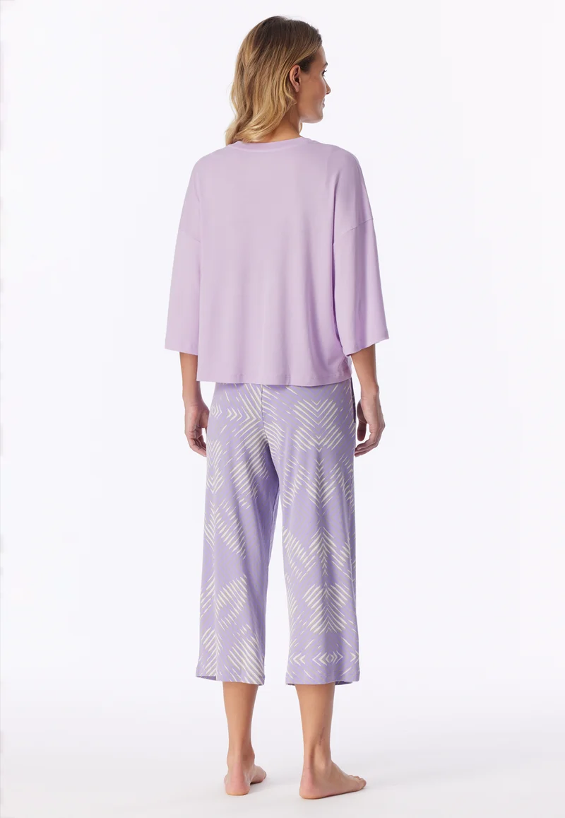 Schlafanzug 3/4-lang Lila gemustert - Modern Nightwear