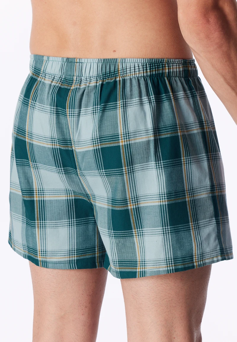 Boxershorts mit Knopfleiste 2er-Pack Blau/Grün kariert - Boxershorts Multipacks