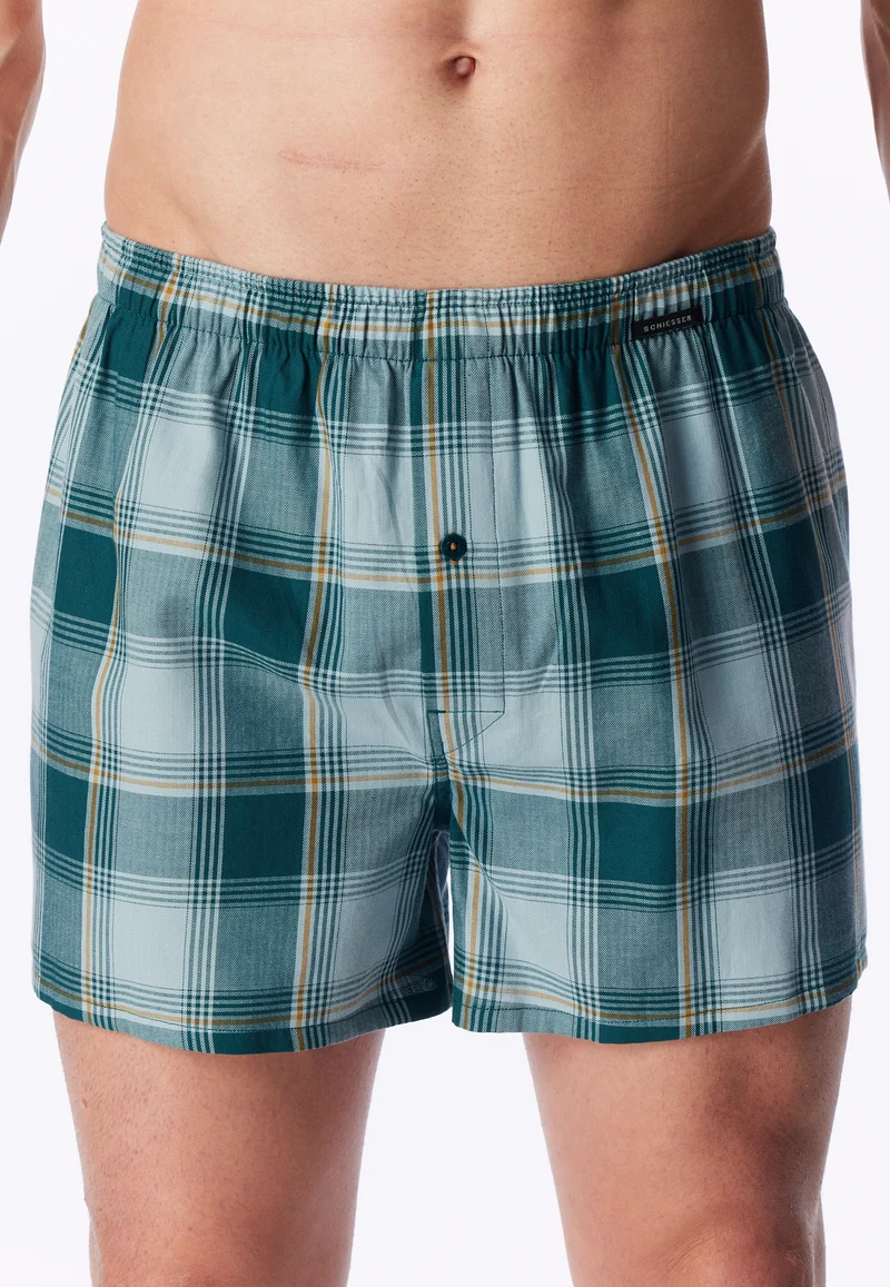 Boxershorts mit Knopfleiste 2er-Pack Blau/Grün kariert - Boxershorts Multipacks
