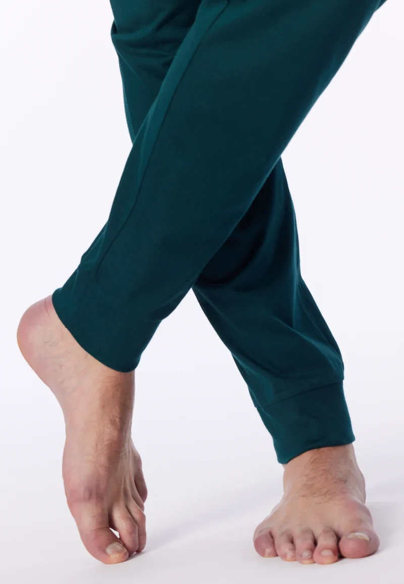 Schlafanzug mit Bündchen Grün/Beige gestreift - Casual Nightwear
