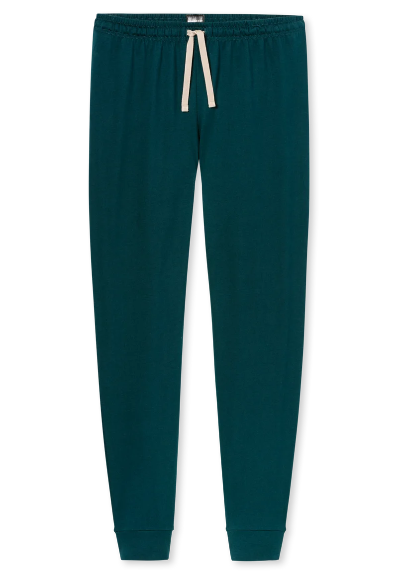 Schlafanzug mit Bündchen Grün/Beige gestreift - Casual Nightwear