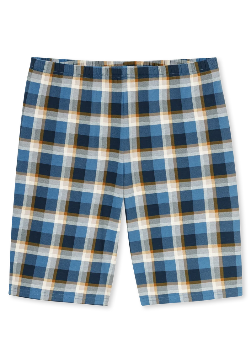 Schlafanzug kurz Blau kariert - Casual Essentials