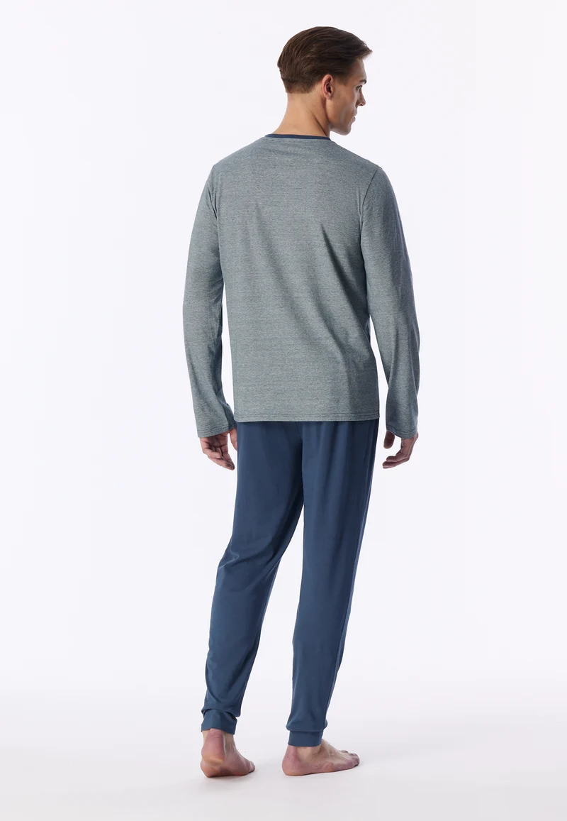 Schlafanzug mit Bündchen Grau/Blau - 95/5