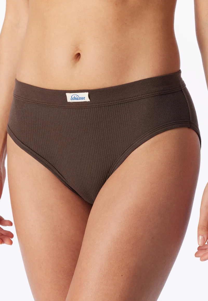 High Waist Slip Feinripp Braun - Revival Paula