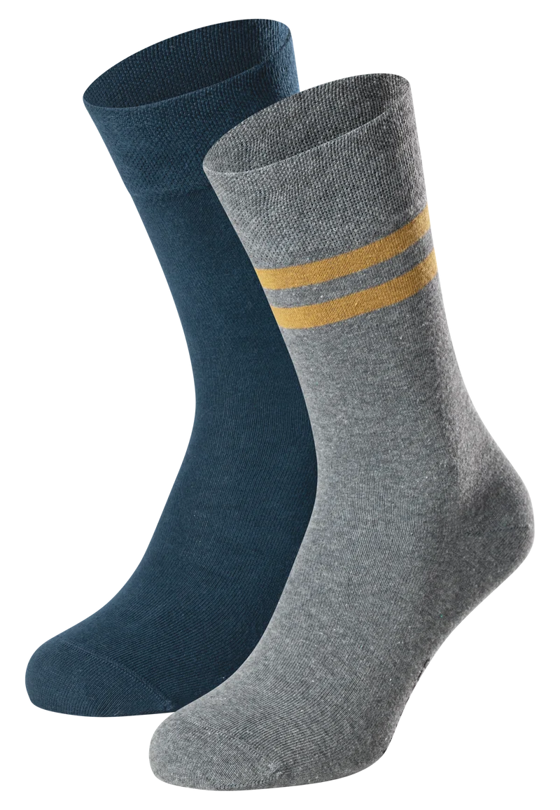 Socken Herren 2er-Pack Petrol/Grau - Fashion