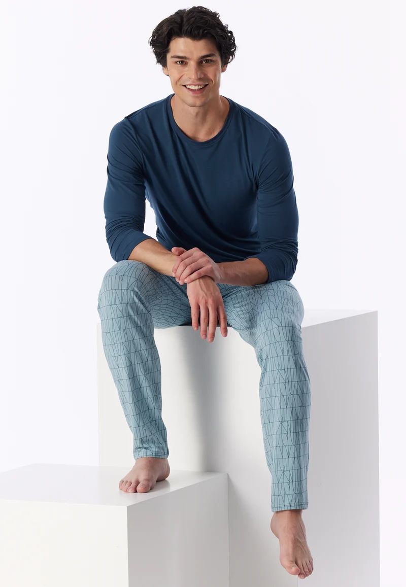 Schlafanzug Blau gemustert - Long Life Soft