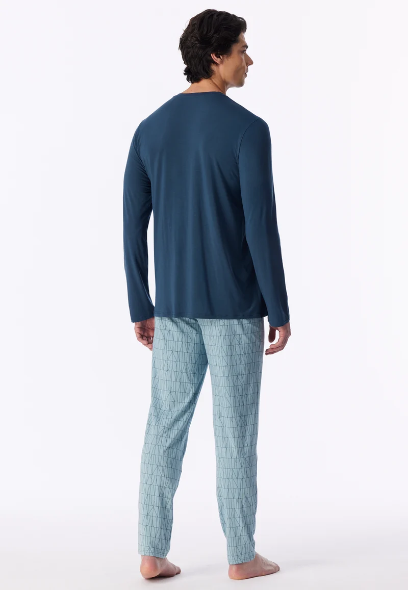 Schlafanzug Blau gemustert - Long Life Soft