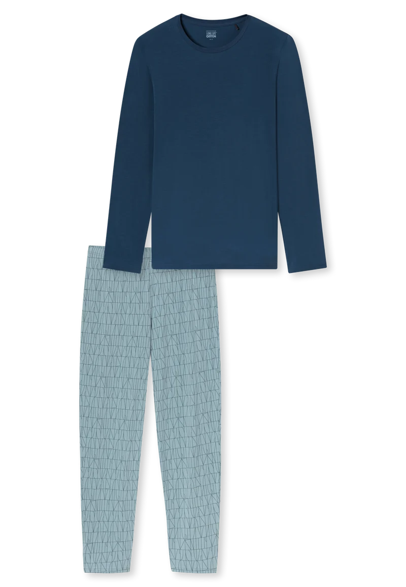 Schlafanzug Blau gemustert - Long Life Soft