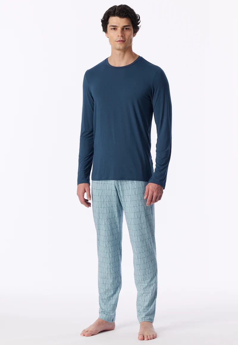Schlafanzug Blau gemustert - Long Life Soft