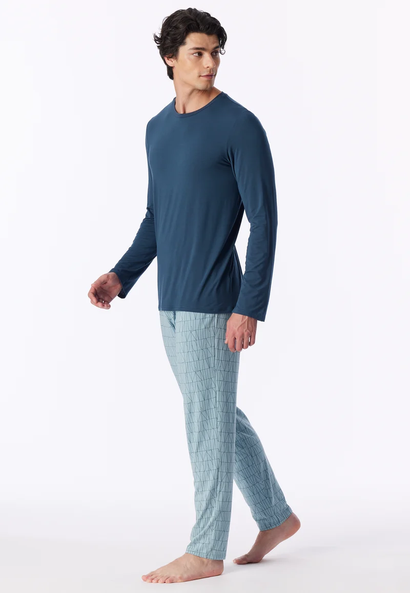 Schlafanzug Blau gemustert - Long Life Soft