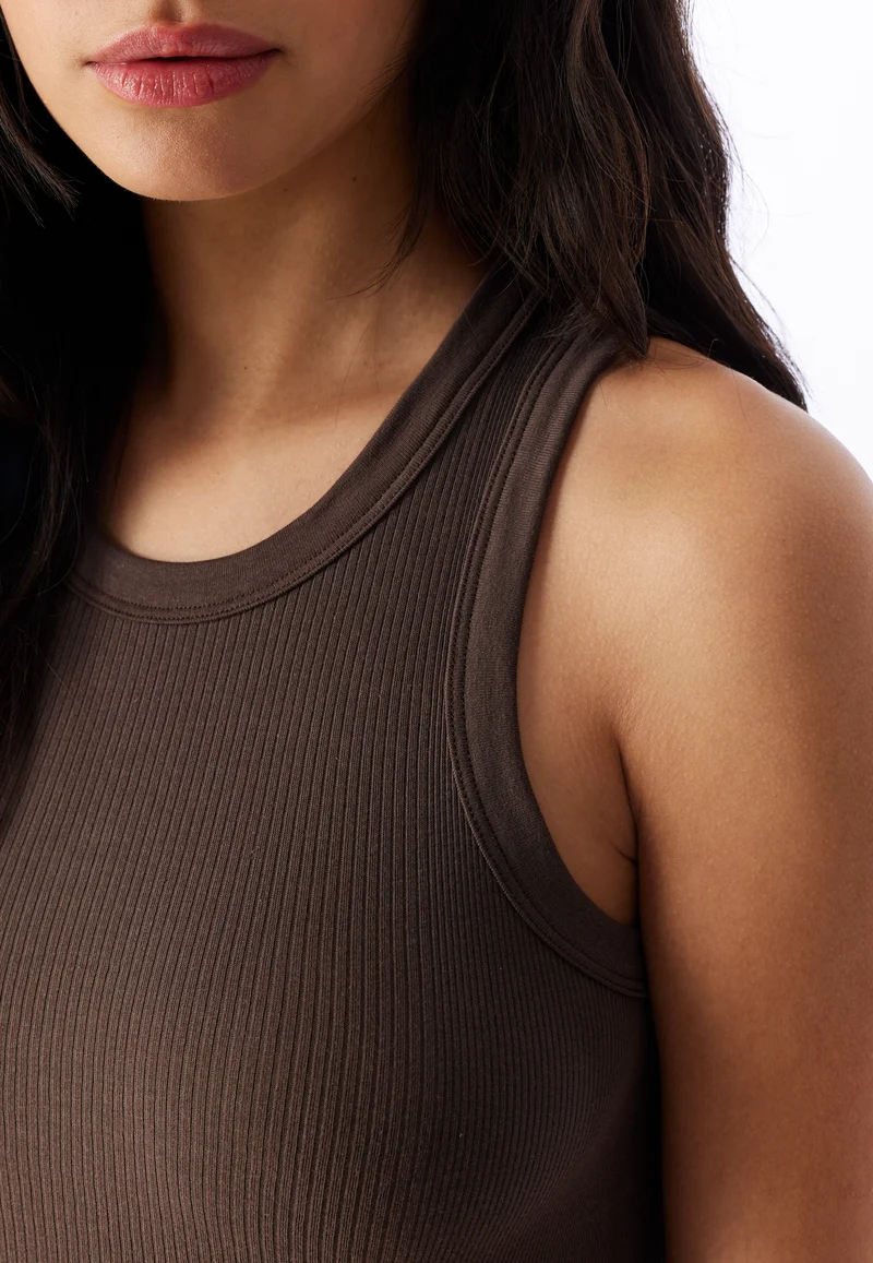 Tank Top Feinripp Braun - Revival Paula