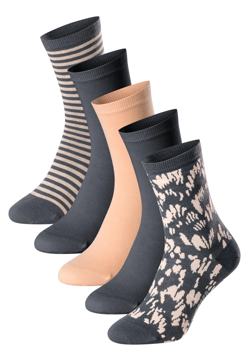 Socken Damen 5er-Pack Bunt gemustert - Fashion