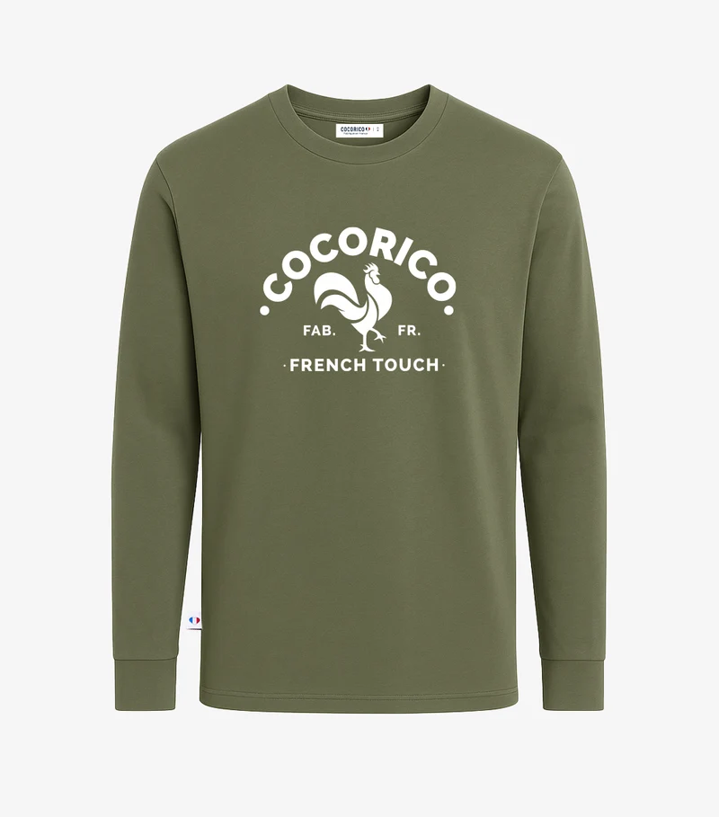 T-shirt Manches Longues Homme Kaki - Coq Français