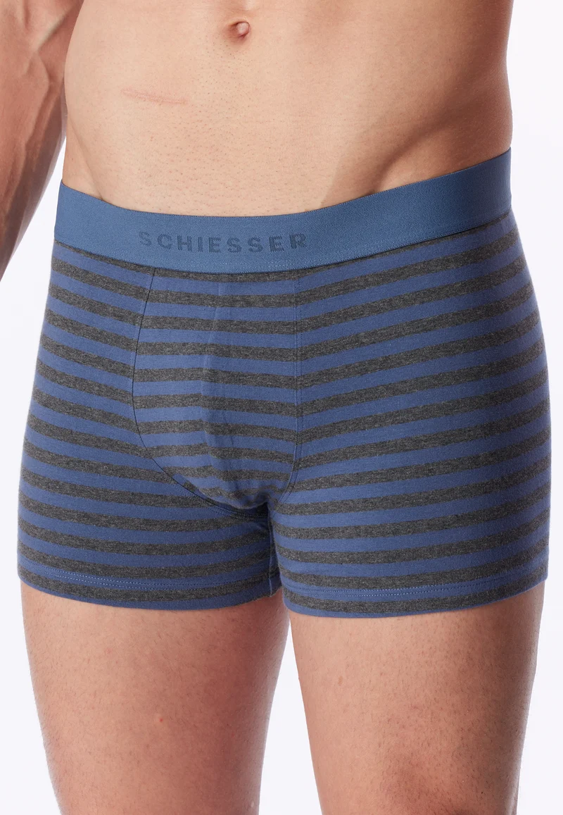 Enge Boxershorts 5er-Pack Grau/Dunkelblau gestreift - 95/5