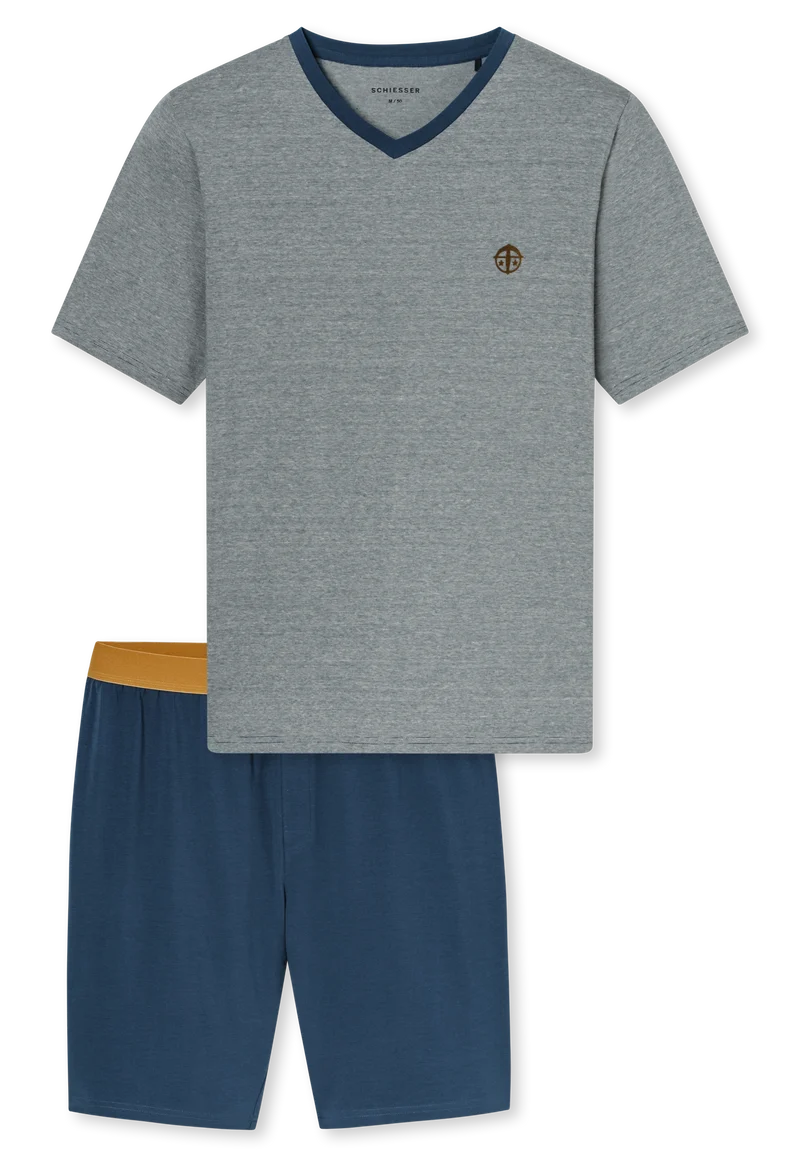 Schlafanzug kurz Blau/Grau - 95/5
