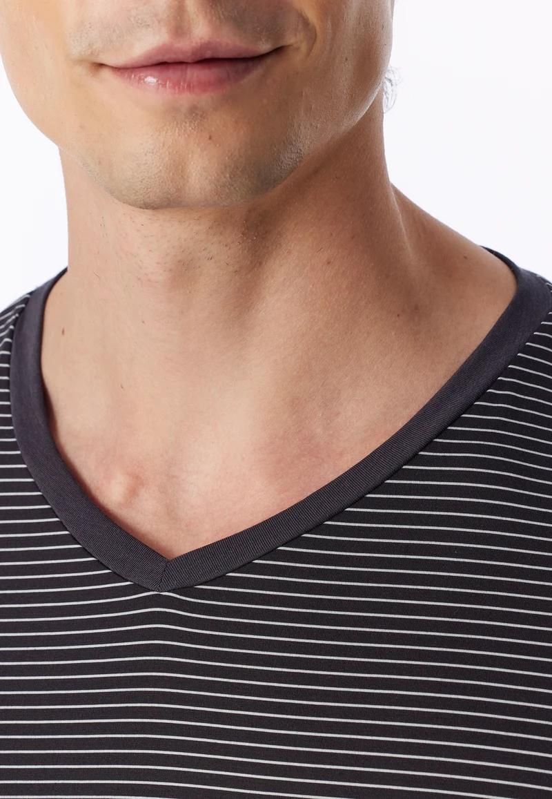 Schlafanzug Anthrazit gestreift - Long Life Soft