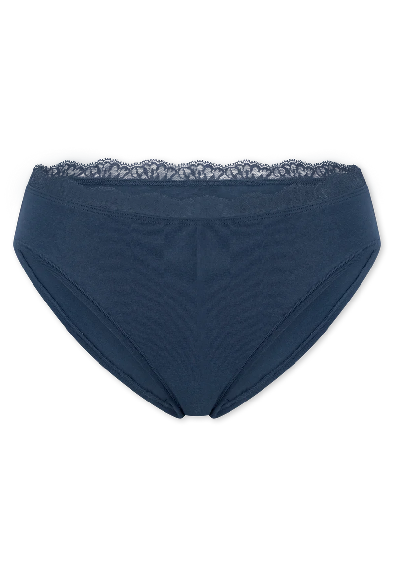 Slip mit Spitze Blau - Unique Cotton