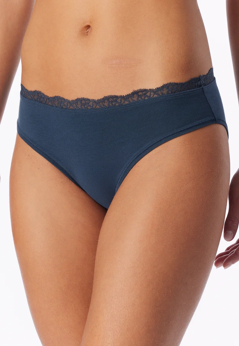 Slip mit Spitze Blau - Unique Cotton
