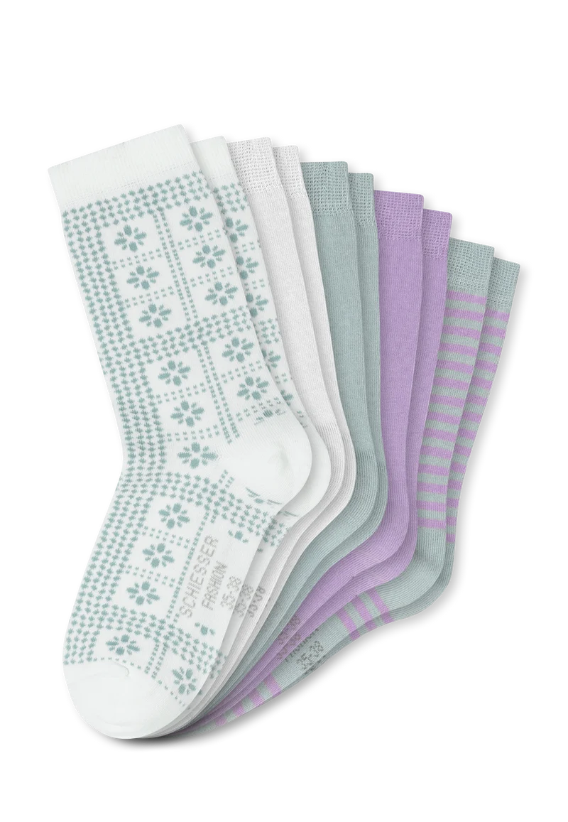 Socken Damen 5er-Pack Bunt gemustert - Fashion