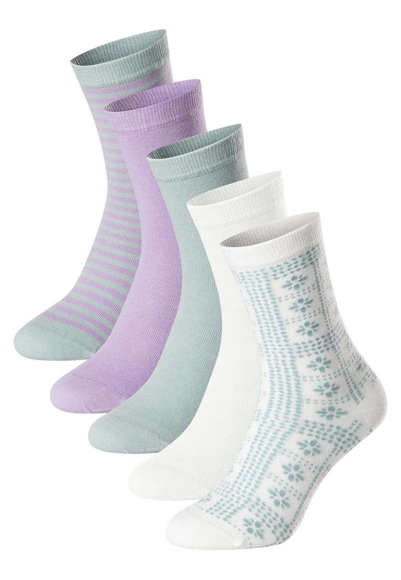 Socken Damen 5er-Pack Bunt gemustert - Fashion