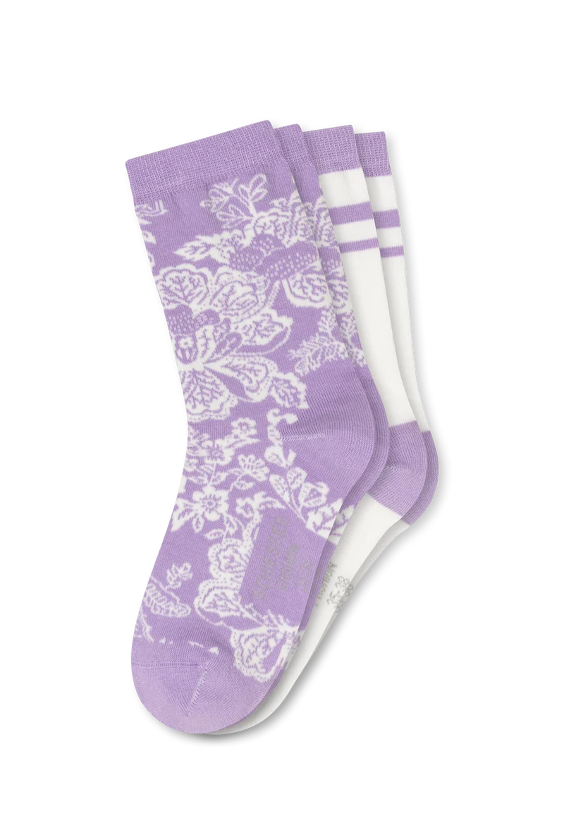 Socken Damen 2er-Pack Lila/Weiss - Fashion