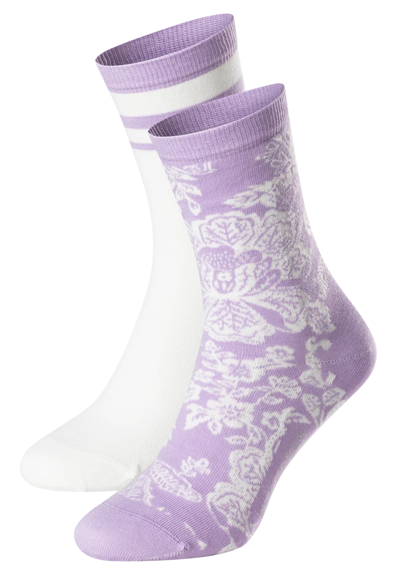 Socken Damen 2er-Pack Lila/Weiss - Fashion