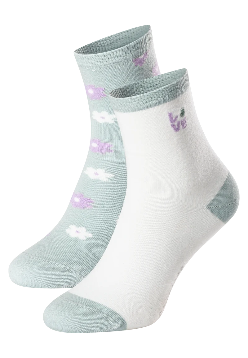 Socken Damen 2er-Pack Grau/Weiss gemustert - Fashion
