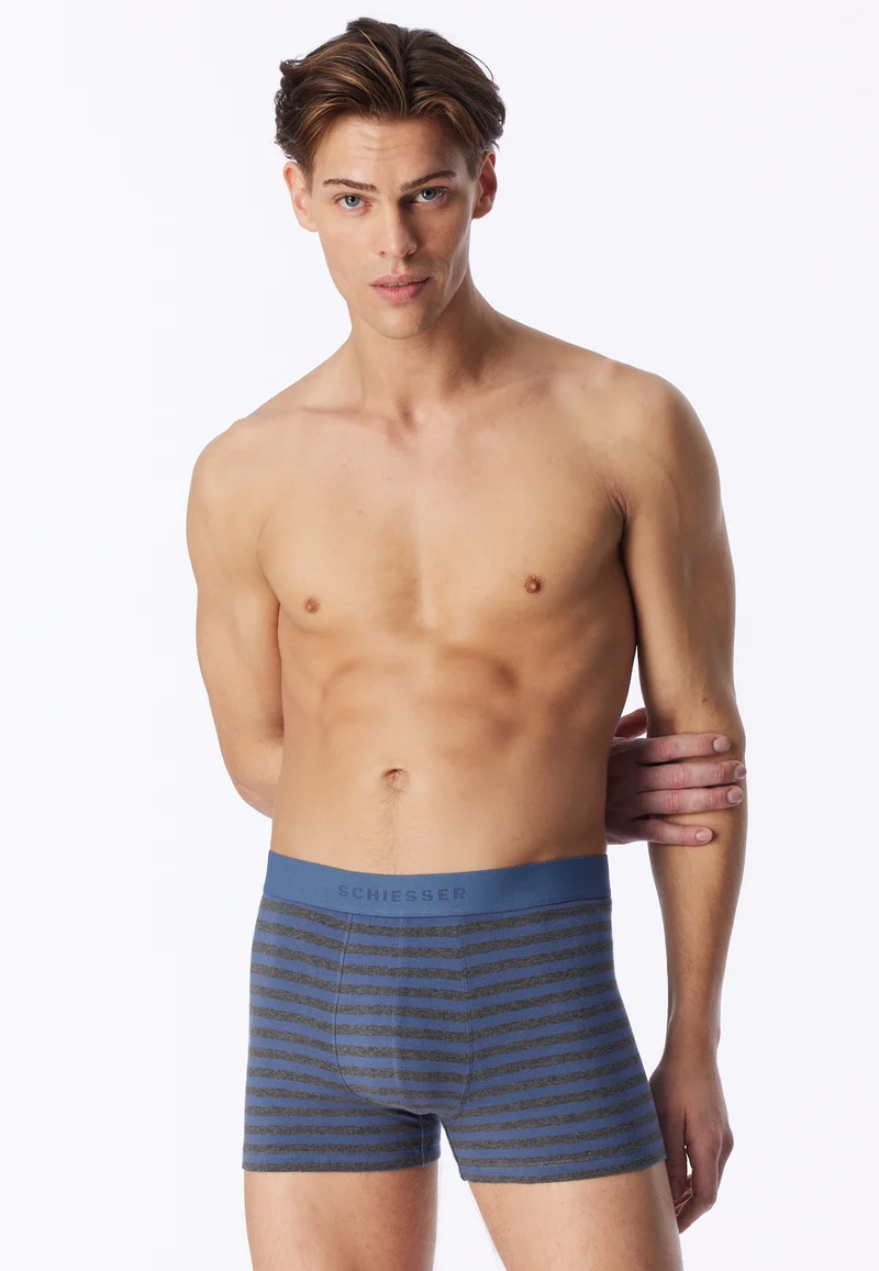 Enge Boxershorts 3er-Pack Grau/Dunkelblau gestreift - 95/5