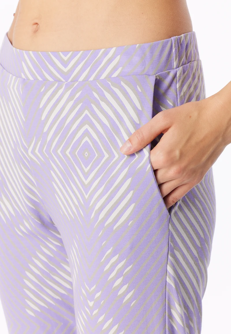 Schlafanzug mit Bündchen Lila gemustert - Modern Nightwear