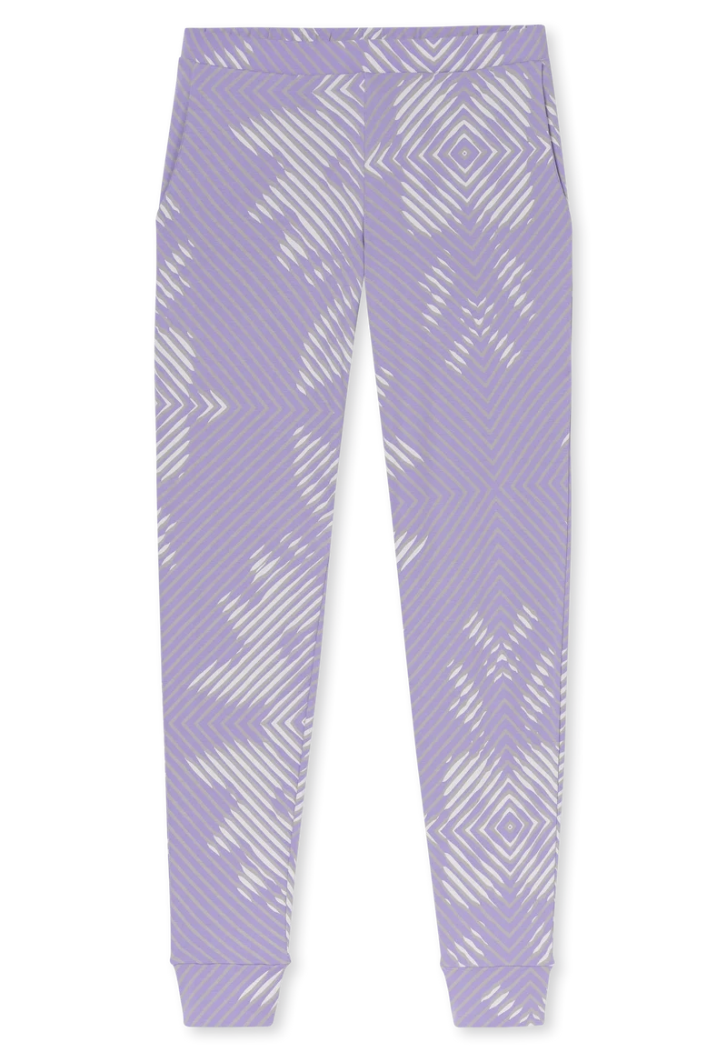 Schlafanzug mit Bündchen Lila gemustert - Modern Nightwear