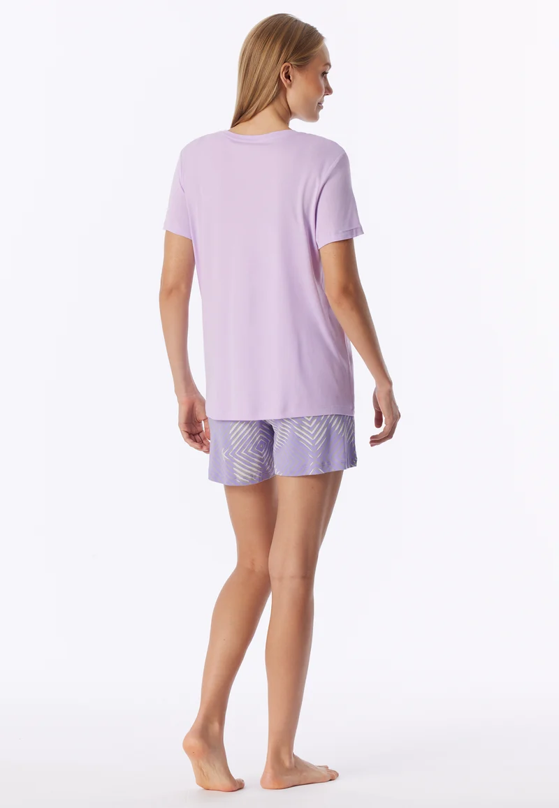 Schlafanzug kurz Lila gemustert - Modern Nightwear