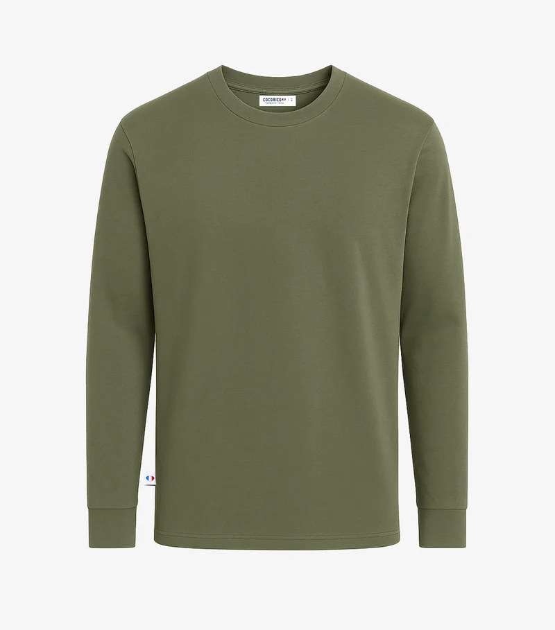 T-shirt Manches Longues Homme Kaki - Intemporel