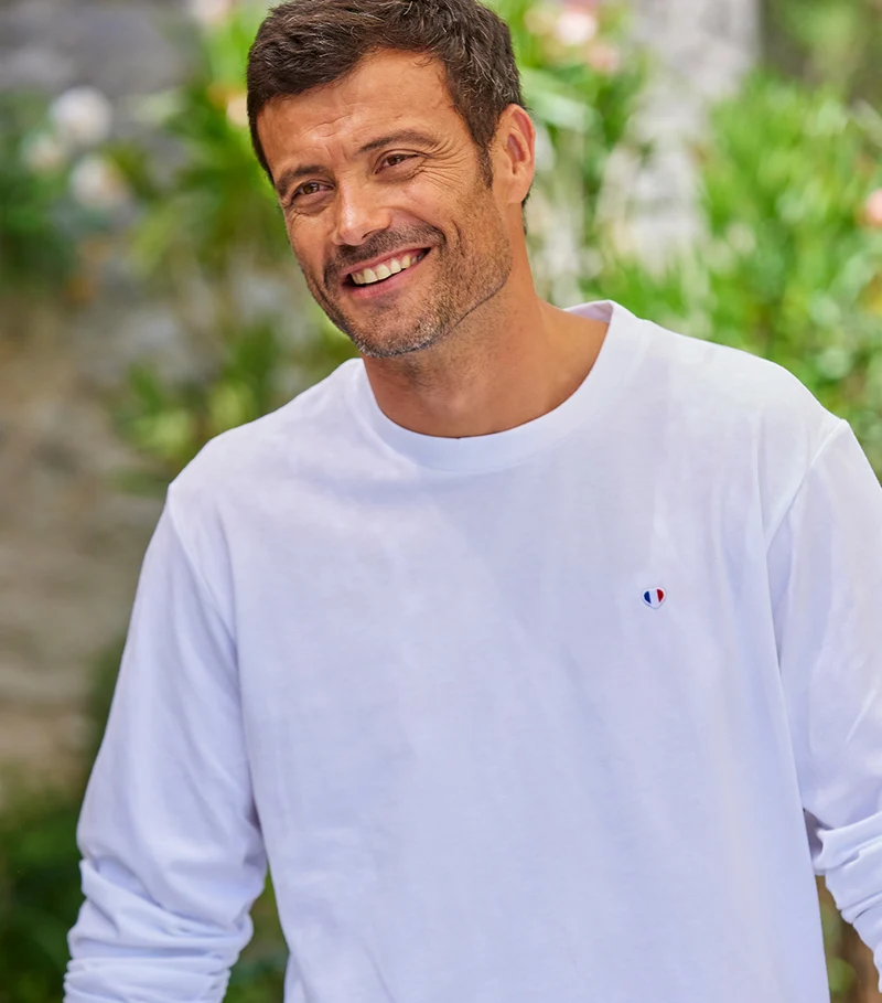 T-shirt Manches Longues Homme Blanc - Iconique