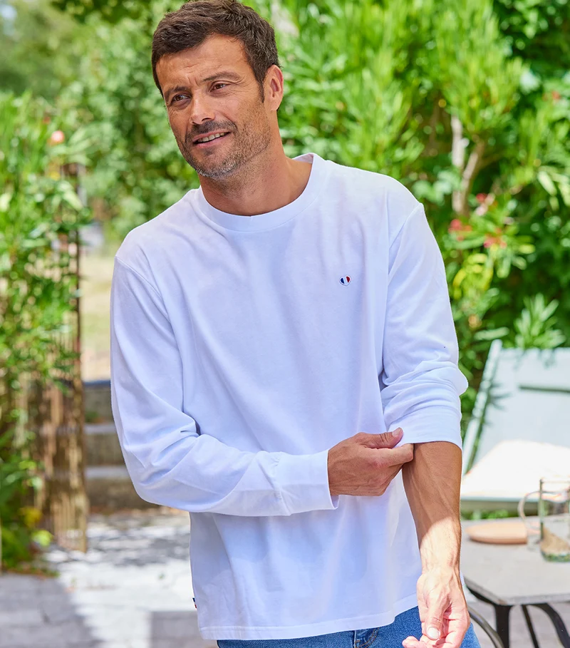 T-shirt Manches Longues Homme Blanc - Iconique