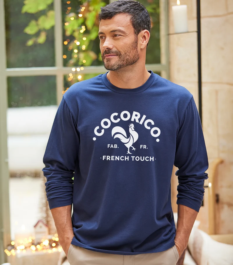 T-shirt Manches Longues Homme Marine - Coq Français